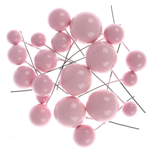 Dekoracja topper kula na piku kulka różowy 20x